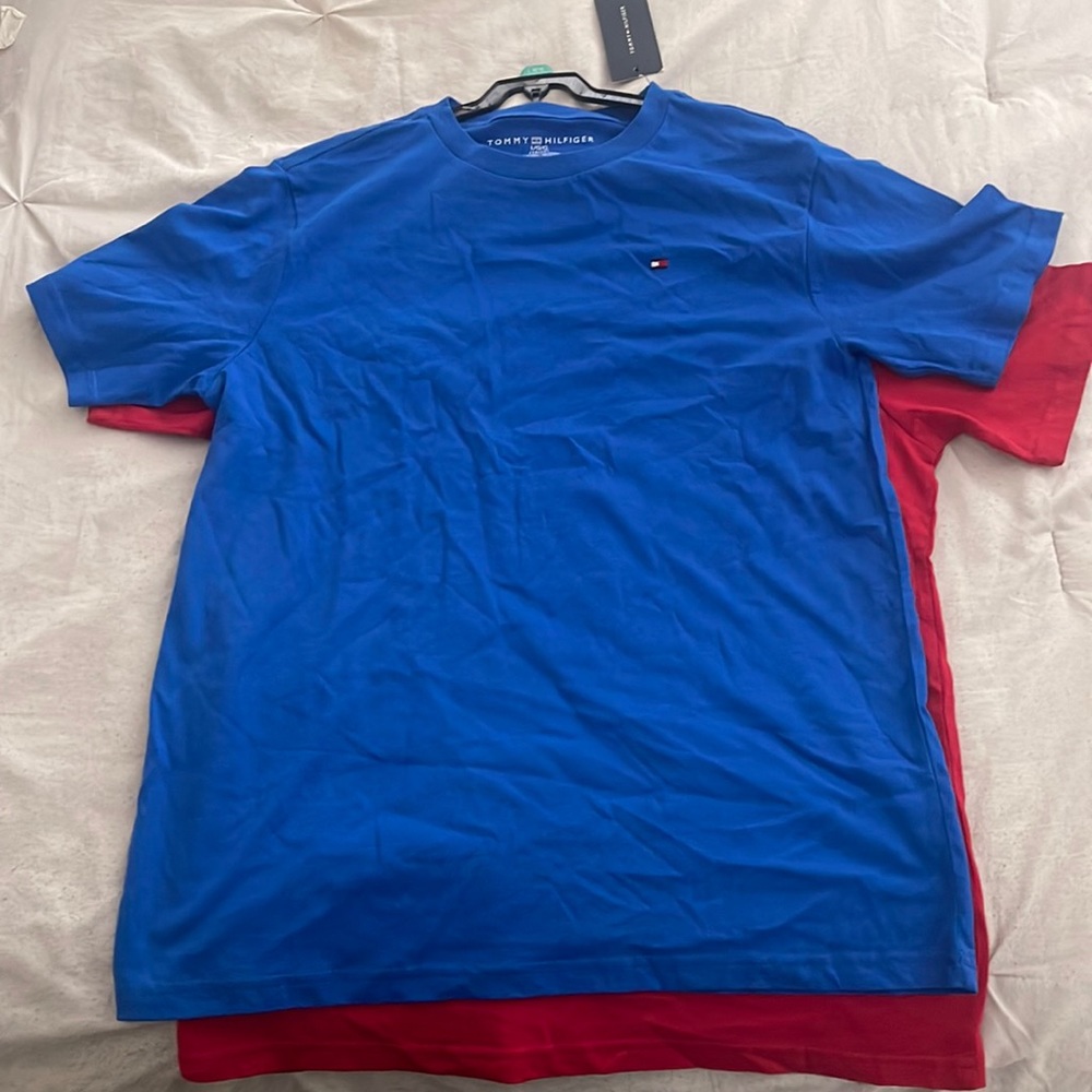 Boys Tommy Hilfiger blue and red shirts